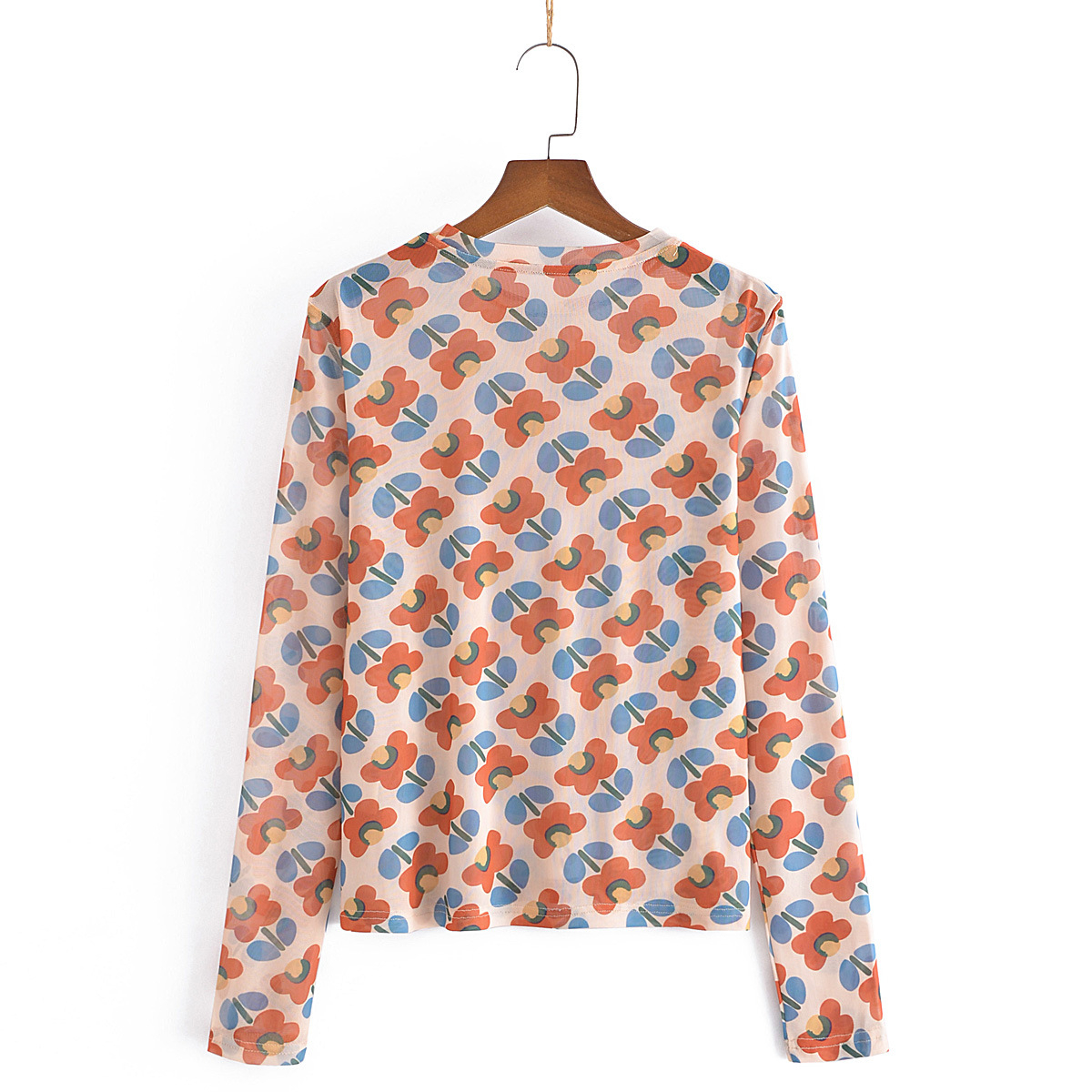 DF BJ378 Transparent Long Sleeve Anti UV Motif Bunga Blouse Atasan Lengan Panjang Trasparan