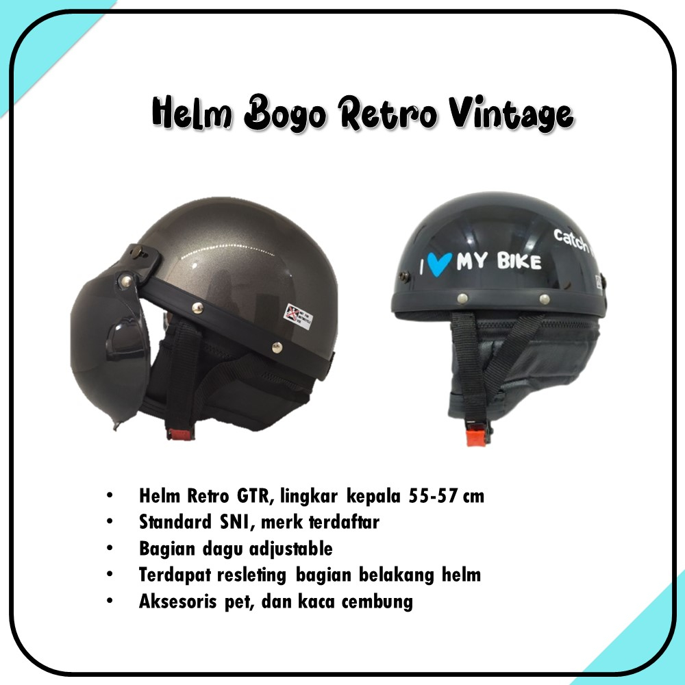 Helm Retro Chips Polos Murah Vintage