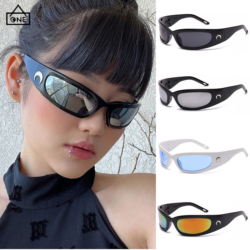 COD❤️Kacamata Sepeda Pria Hitam Bersepeda Hip Hop Punk Gaya Retro Wanita Eropa Olahraga Uv400 Motor Sport Ourdoor Fashion Sunglasses