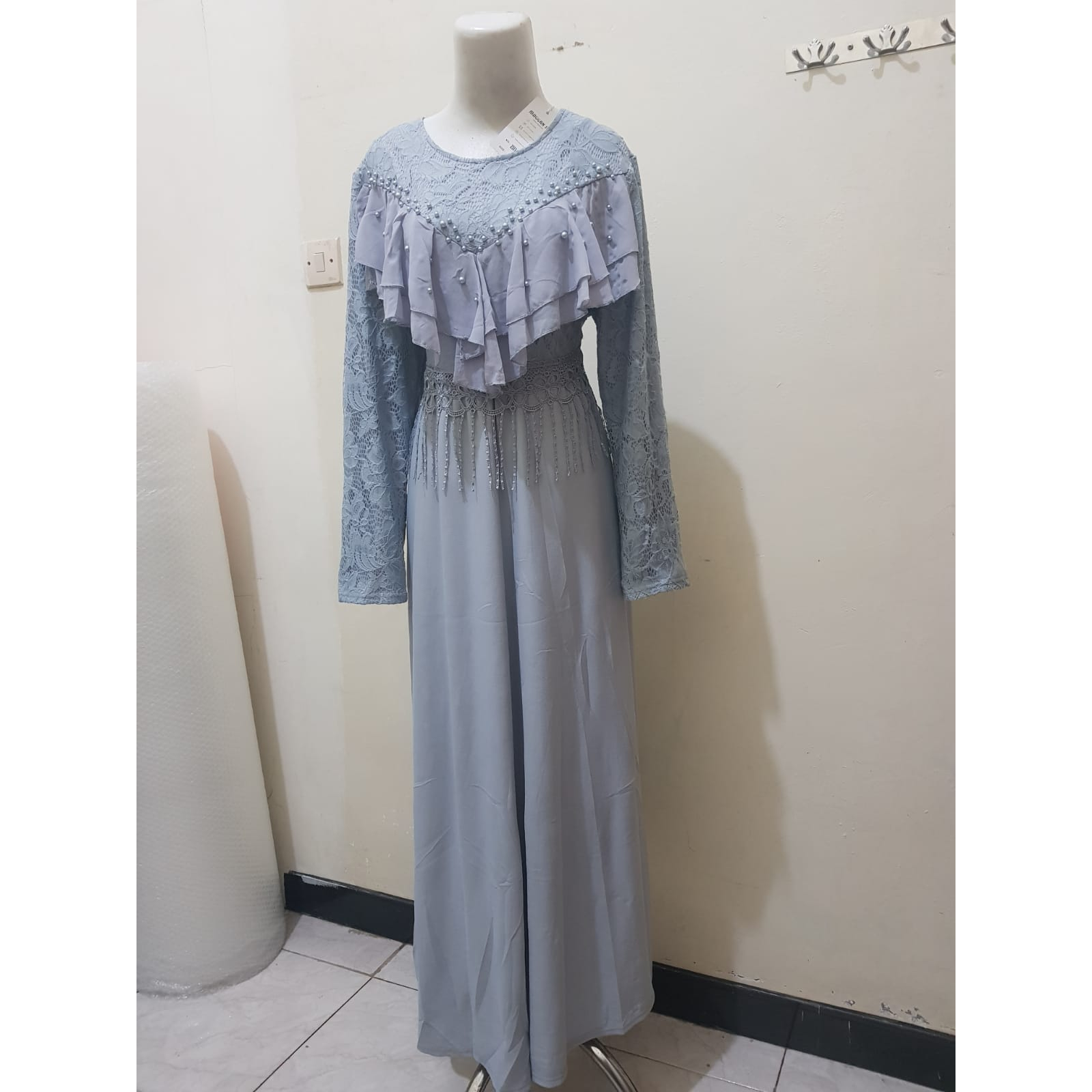 gamis brokat rumbai