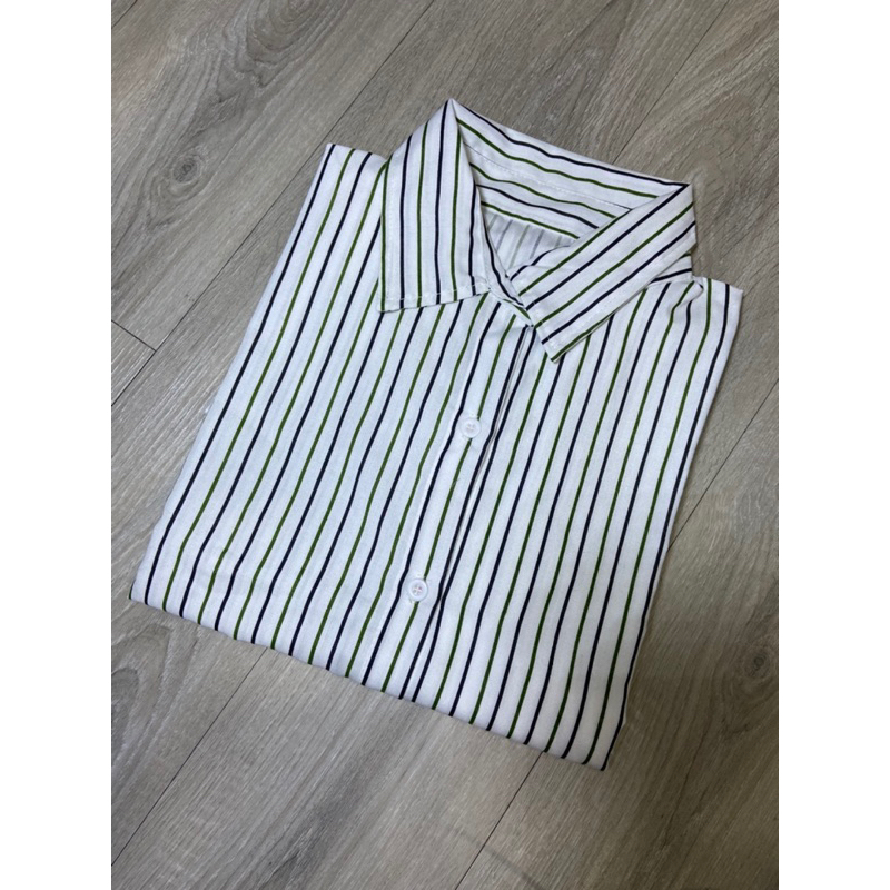 kemeja casual salur / long sleeve woman blouse / shirt stripe / oversize wanita / atasan salur jumbo wanita