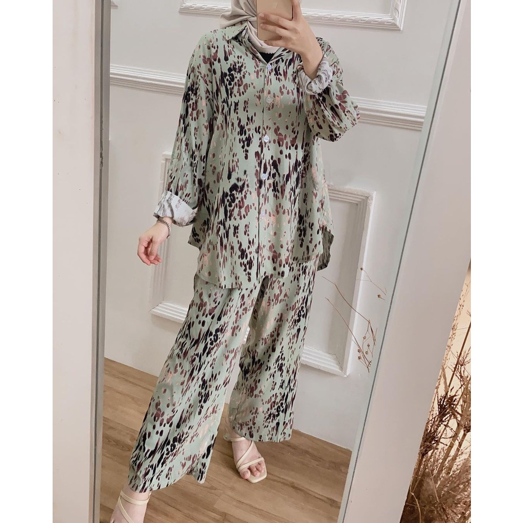 DAILY SET JUMBO LD 120 BAJU TIDUR PAJAMAS ONE SET SETELAN RAYON VISCOSE TIE DYE MOTIF