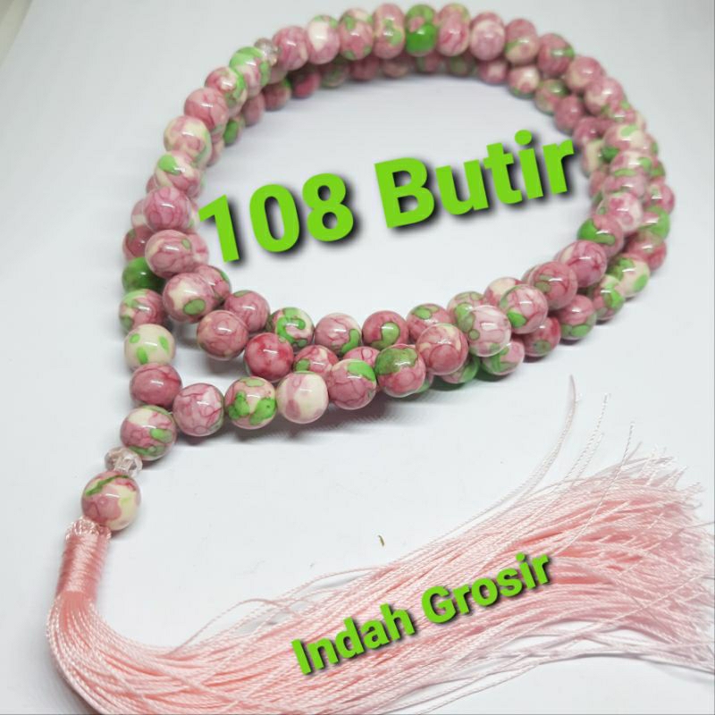 TASBIH BATU PIRUS PINK 8MM 108BUTIR ORIGINAL