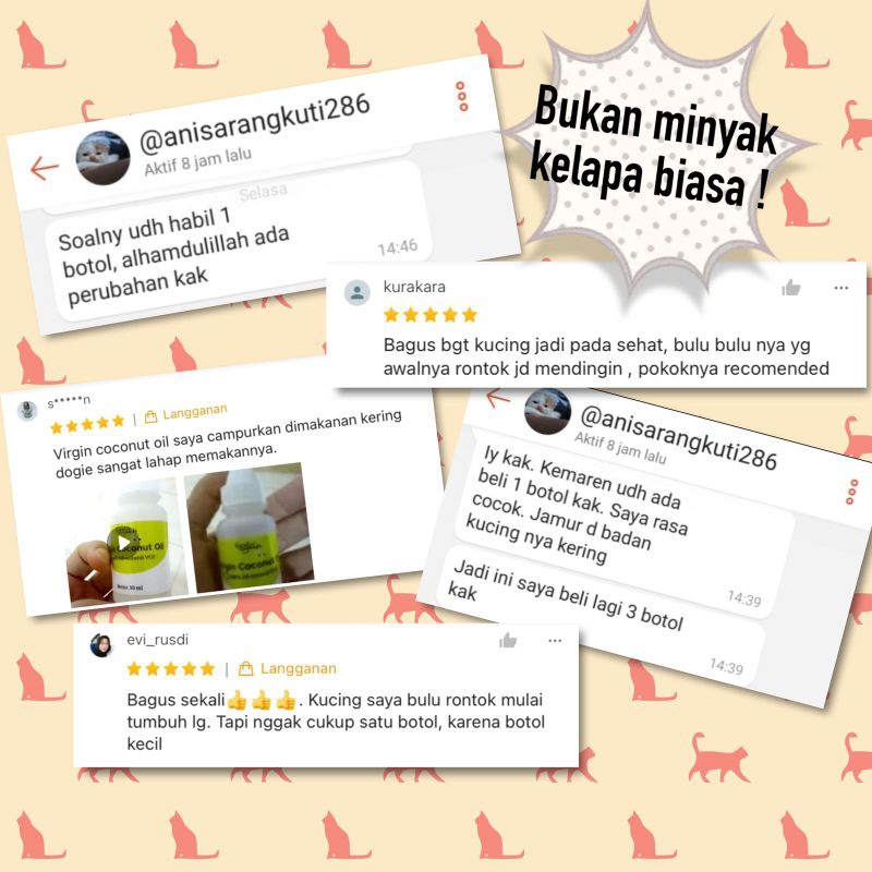 VIRGIN COCONUT OIL 30ml MINYAK KELAPA MURNI VCO MURNI OBAT JAMUR OBAT SCABIES KUCING OBAT BULU HEWAN