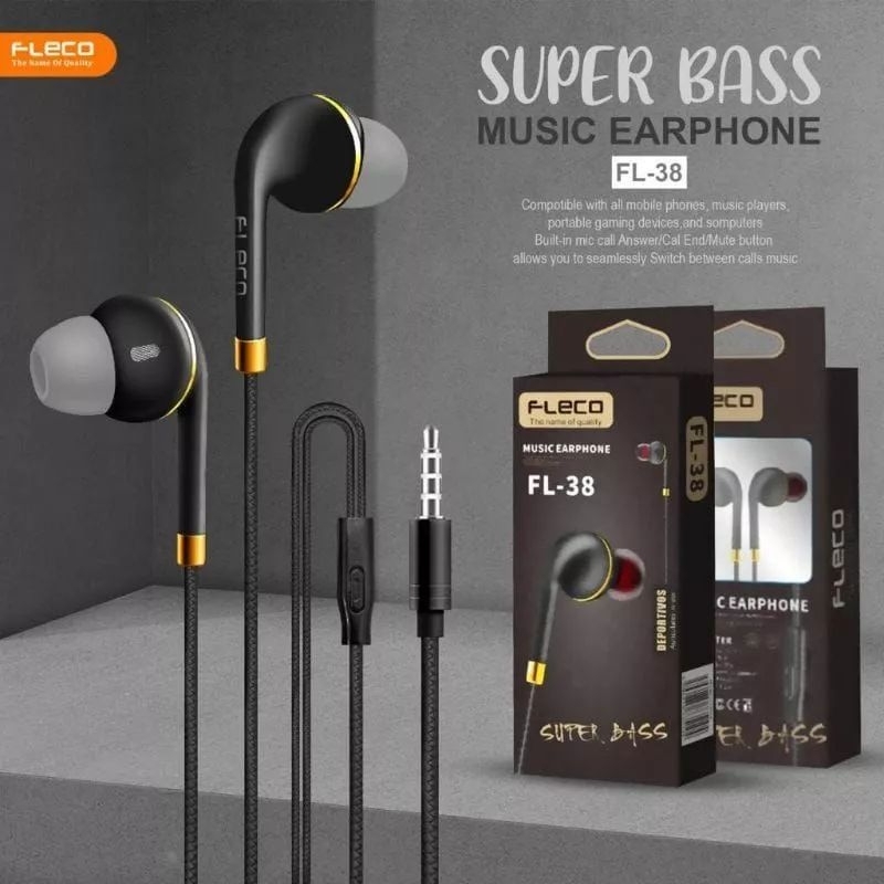 HEADSET FLECO FL-38 SUPER BASS HANDSFREE EARPHONE FLECO FL38 SUPERBASS