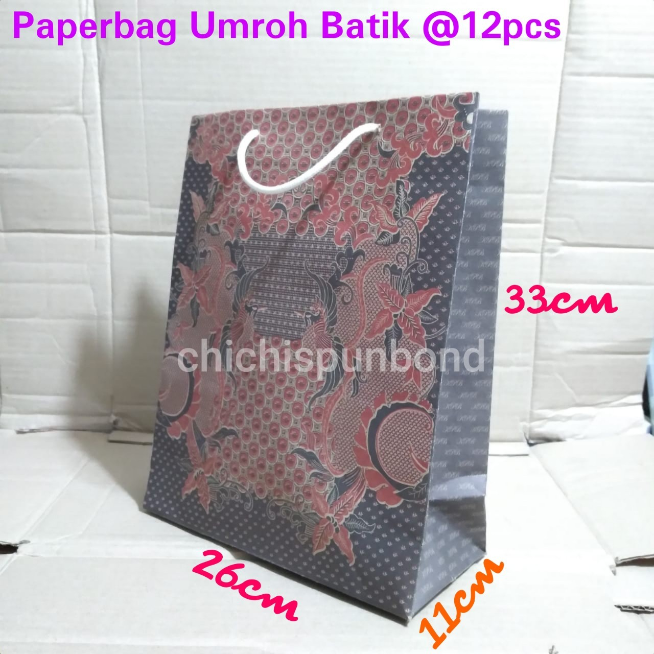 

Isi 12pc Paperbag umroh batik lusinan / tas kertas motif batik 26 x 33 / tas kertas batik / paperbag