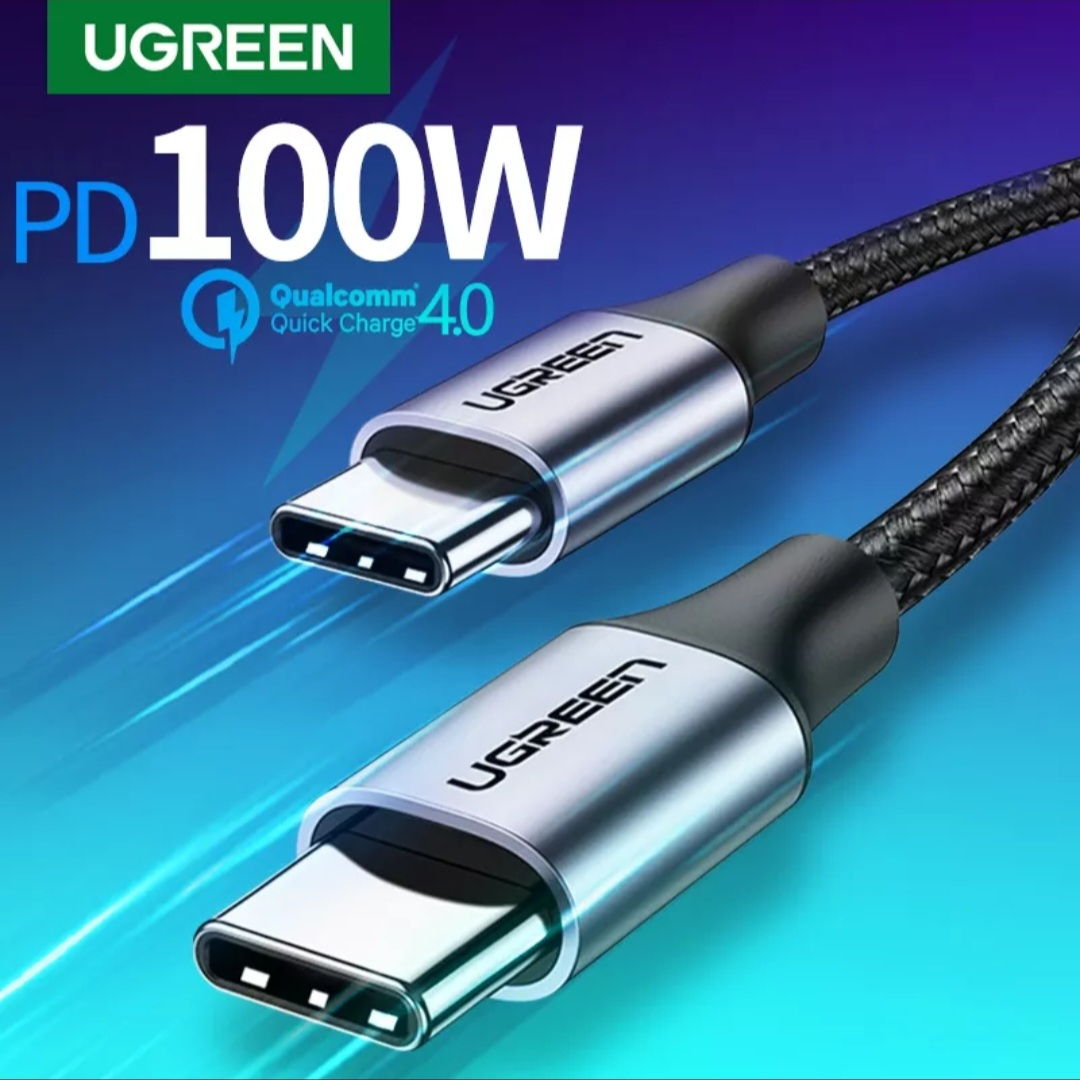 UGREEN Kabel Data USB Type C to Type C 100W 1 Meter Ultra fast charging QC4.0 5A 20V nylon Braided 70427