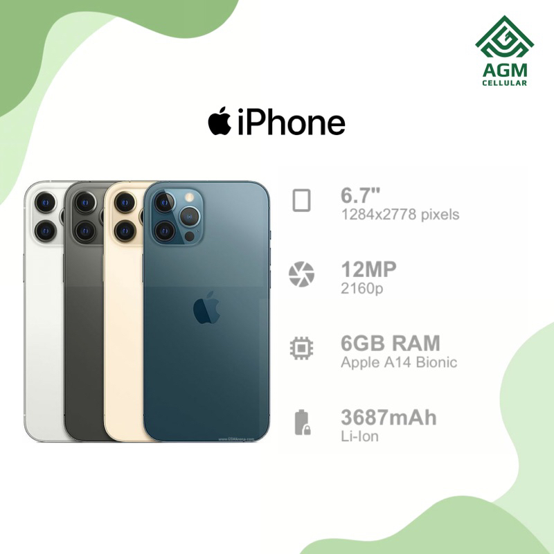 HANDPHONE IPHONE 12 PRO MAX 512GB | 256GB | 128GB GARANSI RESMI (Graphite, Gold, Pacific Blue, Silve