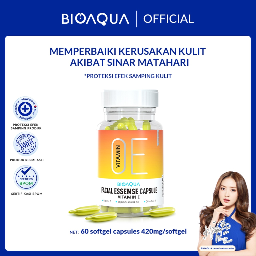 BIOAQUA Serum Wajah Vitamin E Facial Essence Moisturizing Anti-aging Serum isi 60 Kapsul