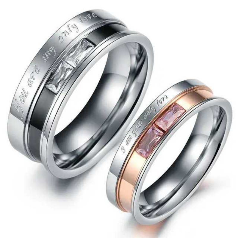 Cincin Couple Kawin Titanium Asli Cincin Perhiasan Anti Karat & Pudar