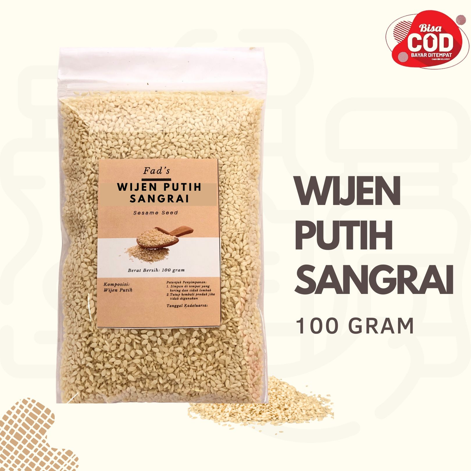 Wijen Hitam 100gr - Wijen Hitam Sangrai 100gr - Wijen Putih 100gr - Wijen Putih Sangrai 100gr