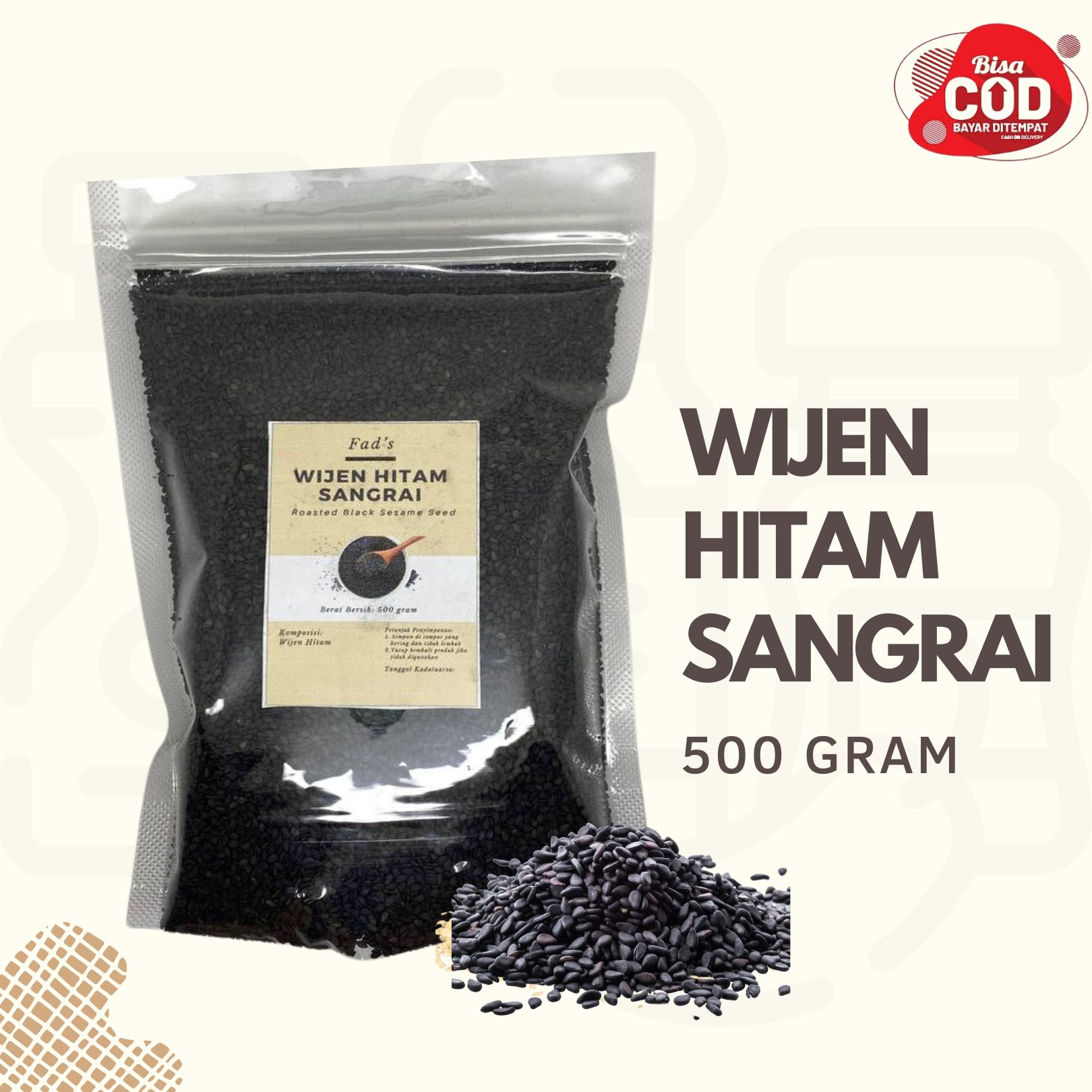 Wijen Hitam 500gr - Wijen Hitam Sangrai 500gr - Wijen Putih 500gr - Wijen Putih Sangrai 500gr