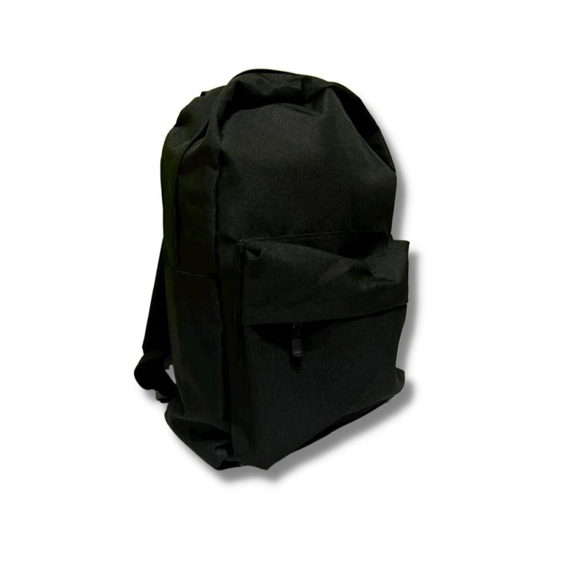 Tas Sekolah Backpack Basic Black Hitam Bag