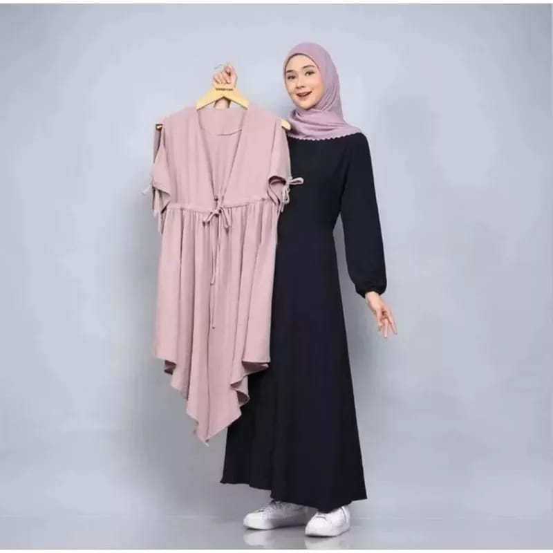 Gamis Outer Crinkle Airflow Faiza Set Gamis Dewasa Kekinian Dress Wanita Fashion Muslim Baju Wanita Jumbo