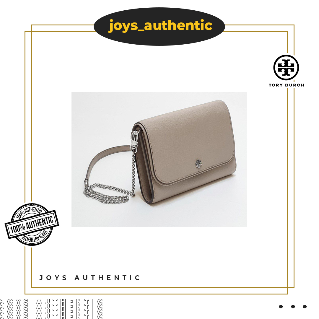 Tas Wanita Tory Burch TB 136093 Emerson Chain Wallet Abu-abu Grey Heron Women Bag Authentic Original