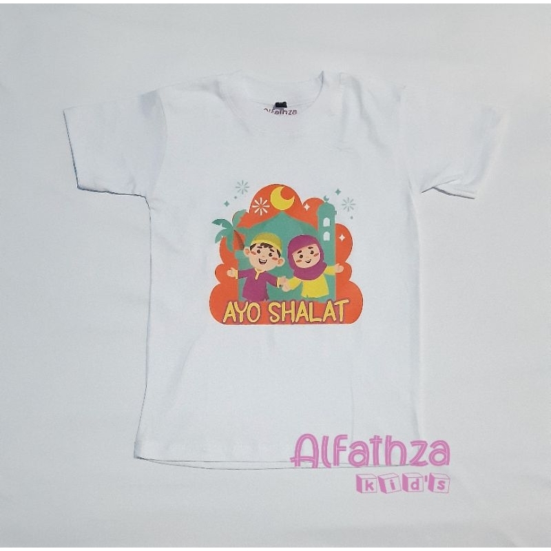 Kaos Anak Islami "AYO SHOLAT" // Kaos Anak Cowok Cewek // Kaos Islam Anak Katun