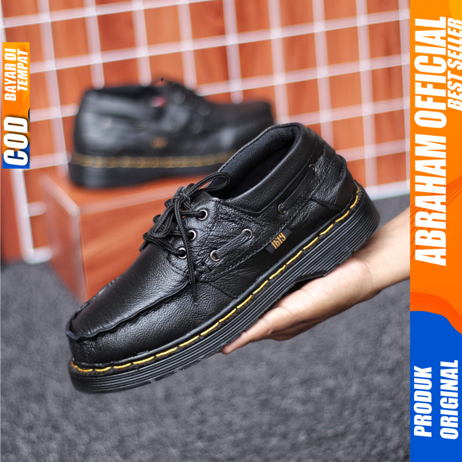 Sepatu Formal Pantofel Pria Casual Kulit Asli Docmart Pria Kerja Hitam