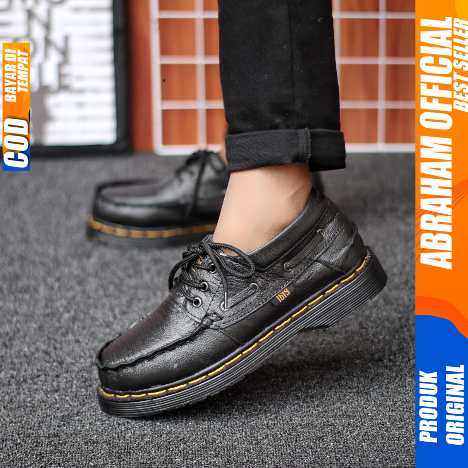 Sepatu Formal Pria Docmart Pantofel Casual Kulit Asli Pria Kerja Hitam