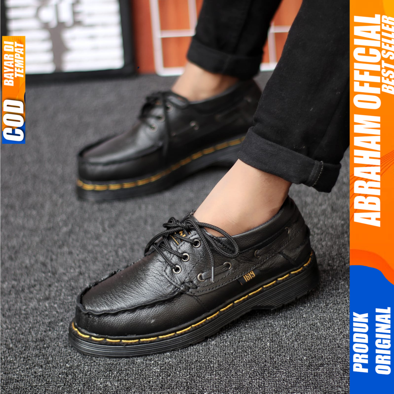 Sepatu Formal Pria Docmart Pantofel Casual Kulit Asli Pria Kerja Hitam