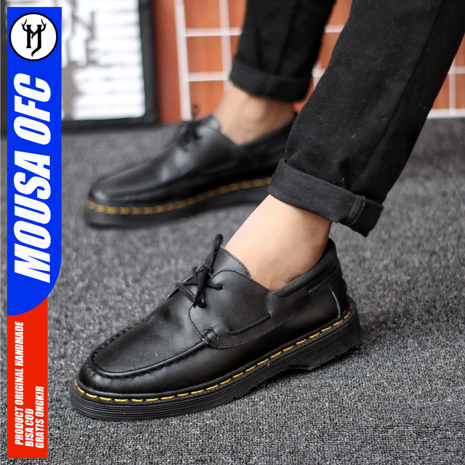 MOUSA Sepatu Boots Docmart Pantofel Formal Kulit Asli Kerja Pria Baltir