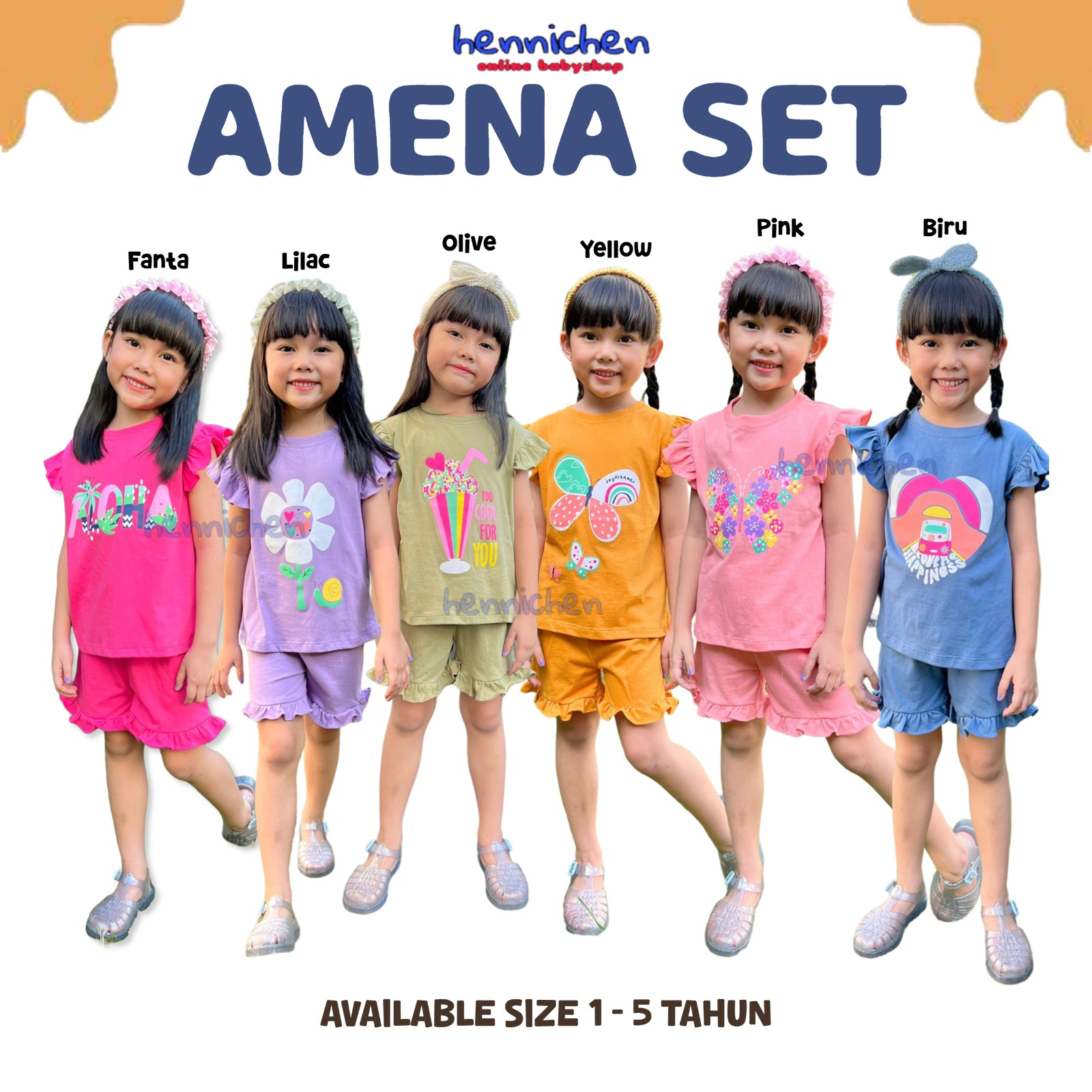 SMILEE LUCUNA AMENA SET SETELAN ANAK PEREMPUAN SETELAN BAJU ANAK PEREMPUAN 1-5 TAHUN