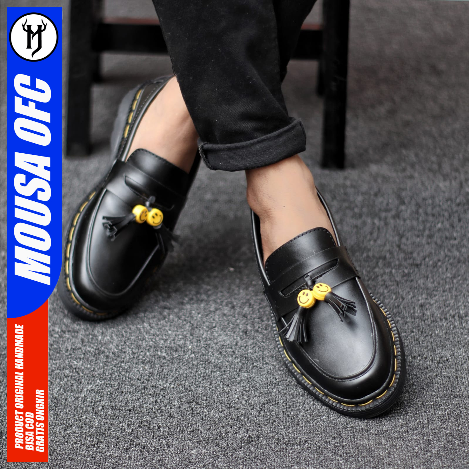 Sepatu Pria Docmart Loafers Casual Formal Kerja Pria Smile Mousa