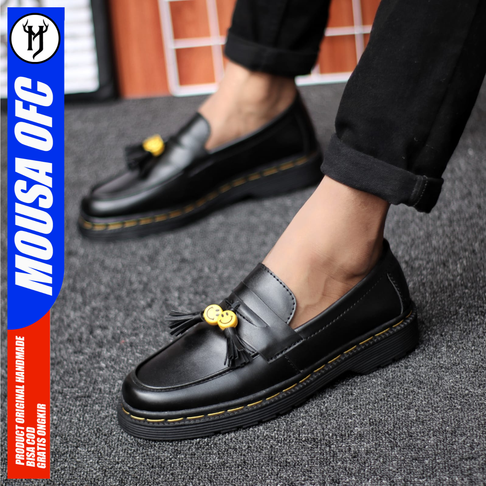 Sepatu Pria Docmart Loafers Casual Formal Kerja Pria Smile Mousa
