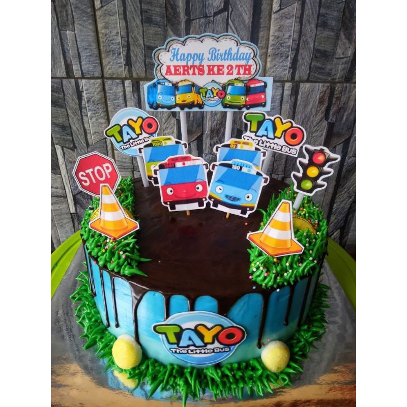 Topper cake karakter Tayo / baner kue ultah