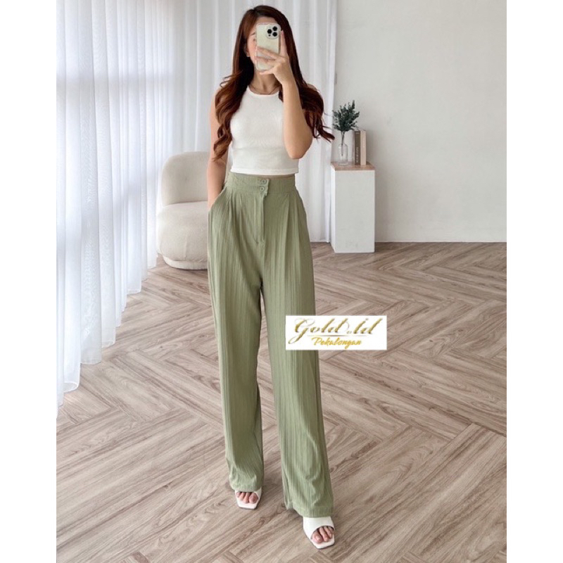 Jennie Knit Pants Celana kulot higwaist Knit Kancing 2 Celana Knit Wanita Knit Jennie Knit Pants Cullote