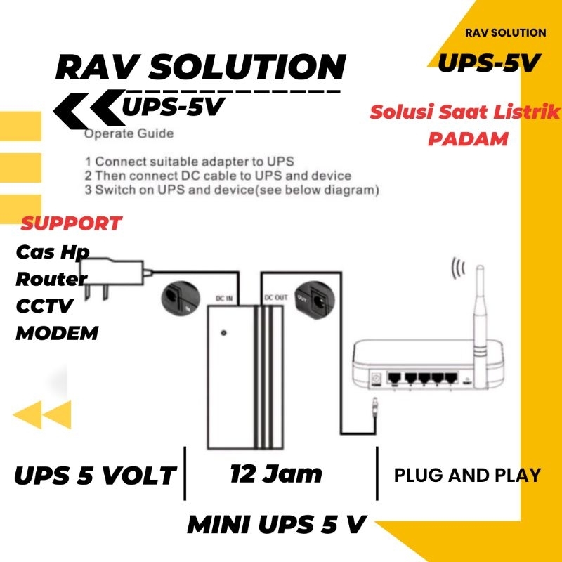 UPS 5 VOLT - BATRE BACKUP 5 VOLT KUAT 12 JAM