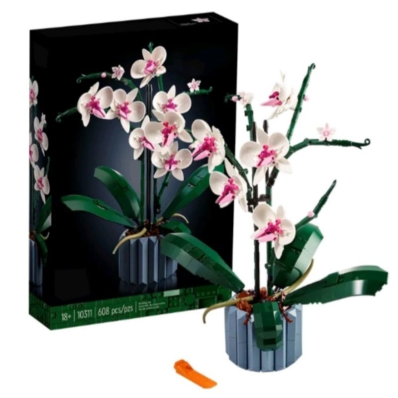 diy lego brick block bunga anggrek flower pot hibiscus mainan susun pasang balok orchid