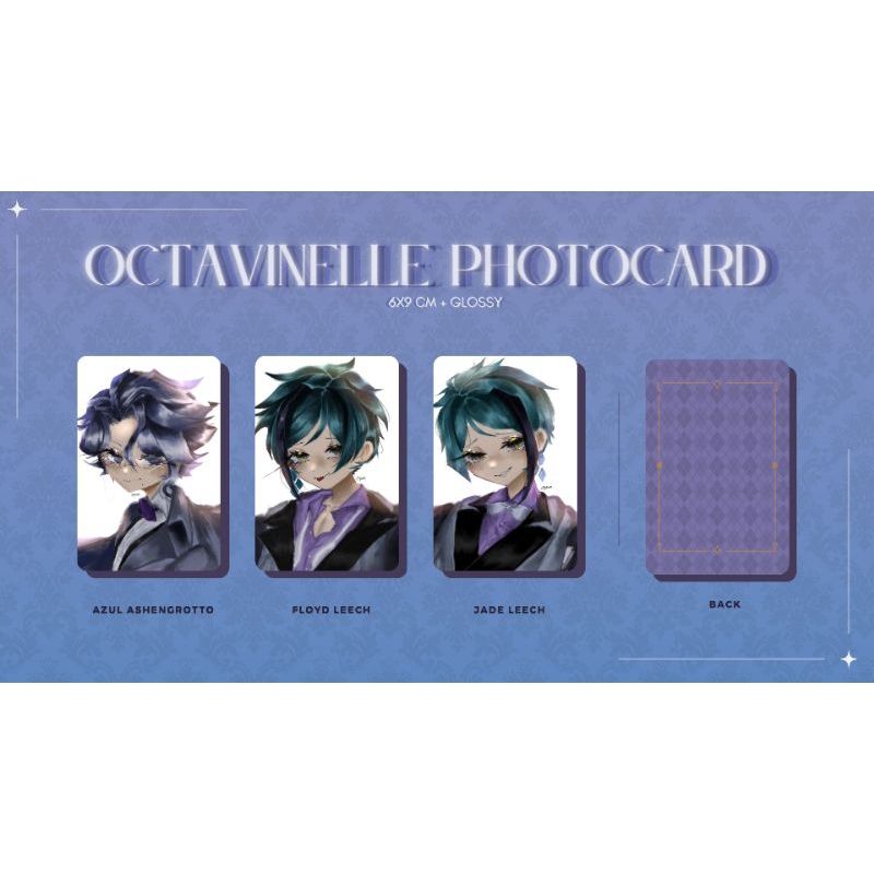 Twisted Wonderland Fan Merch || Octavinelle/Octatrio Photocard || Azul Ashengrotto, Floyd Leech, Jad