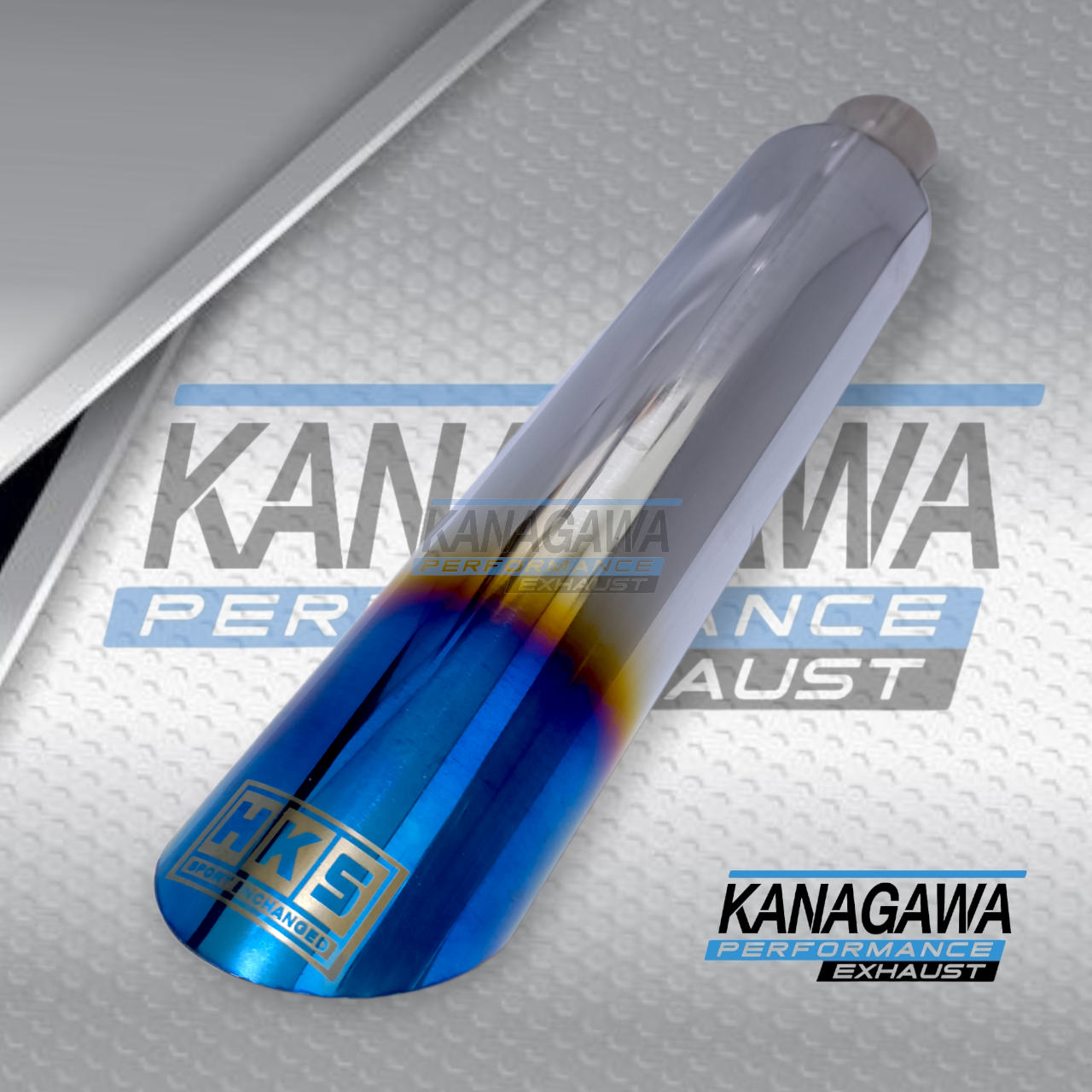 Knalpot Mobil HKS Racing Muffler Bambu Runcing Blue Bass Bulat Full Stainless - Exhaust tip / Ujung 