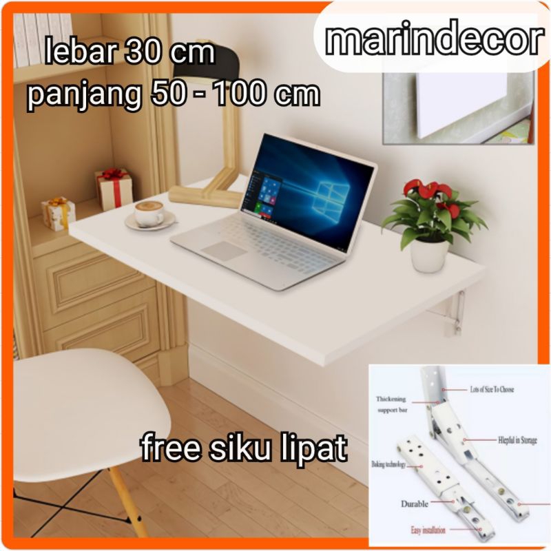 promo meja dinding lipat. lebar 30 cm/panjang 50 sampai 100 cm + besi siku lipat