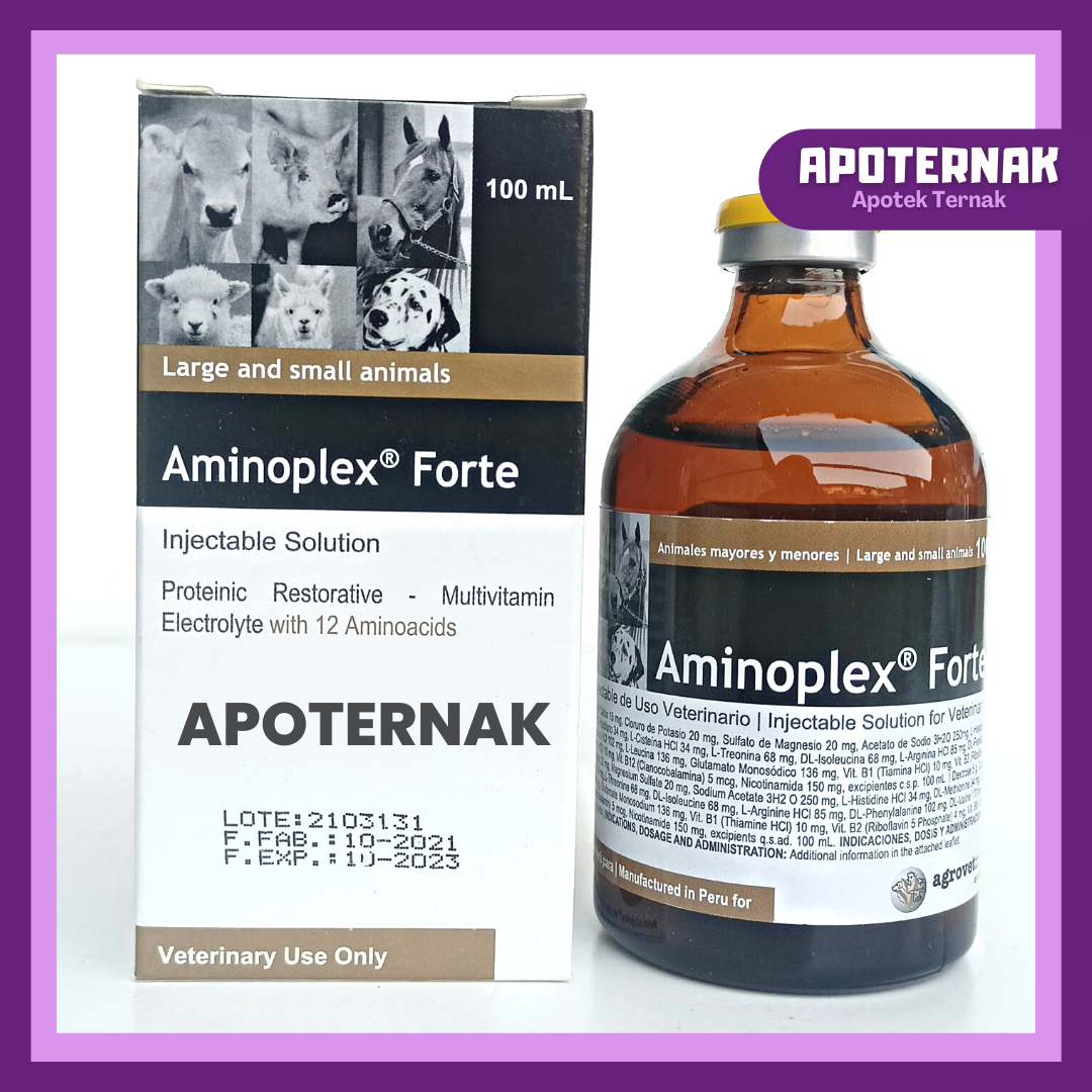 AMINOPLEX FORTE 100 ml | Multivitamin Asam Amino Atasi Lemah Tubuh Stress Lelah Pada Hewan Ternak Kuda Kambing Kucing dll