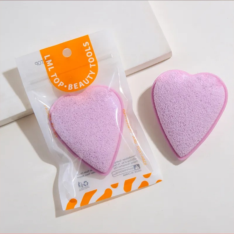Spon Pembersih Wajah bentuk Love Hati - Konjac Sponge - Natural Facial Sponge - Pembersih Muka - Pembersih Pori Pori
