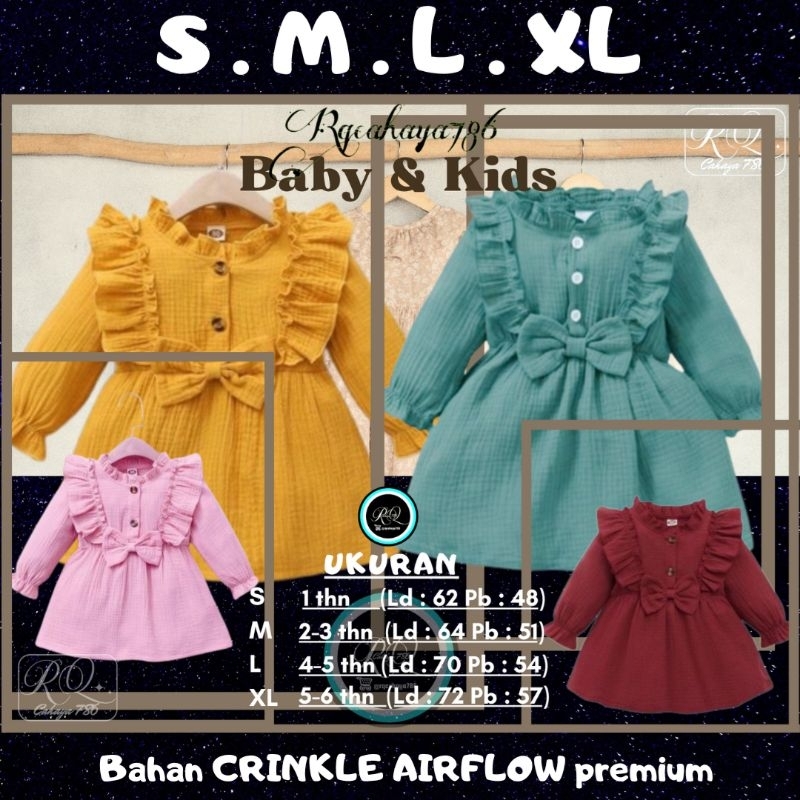 (Gratis Ongkir) Dress anak Perempuan 1 tahun sampai 6 tahun - Dress Terbaru - 100% Original - Blouse tunik - Daster Anak - Dress main Ruffle - Baju Atasan Anak - Baju Murah - Baju Atasan Anak perempuan - Baju cewe model Simple