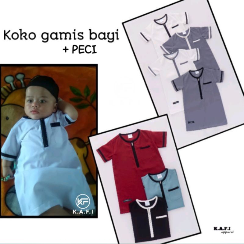 Koko jubah gamis bayi aqiqah/jubah bayi Newborn laki laki/Koko jubah gamis anak  0-2 tahun bonus peci