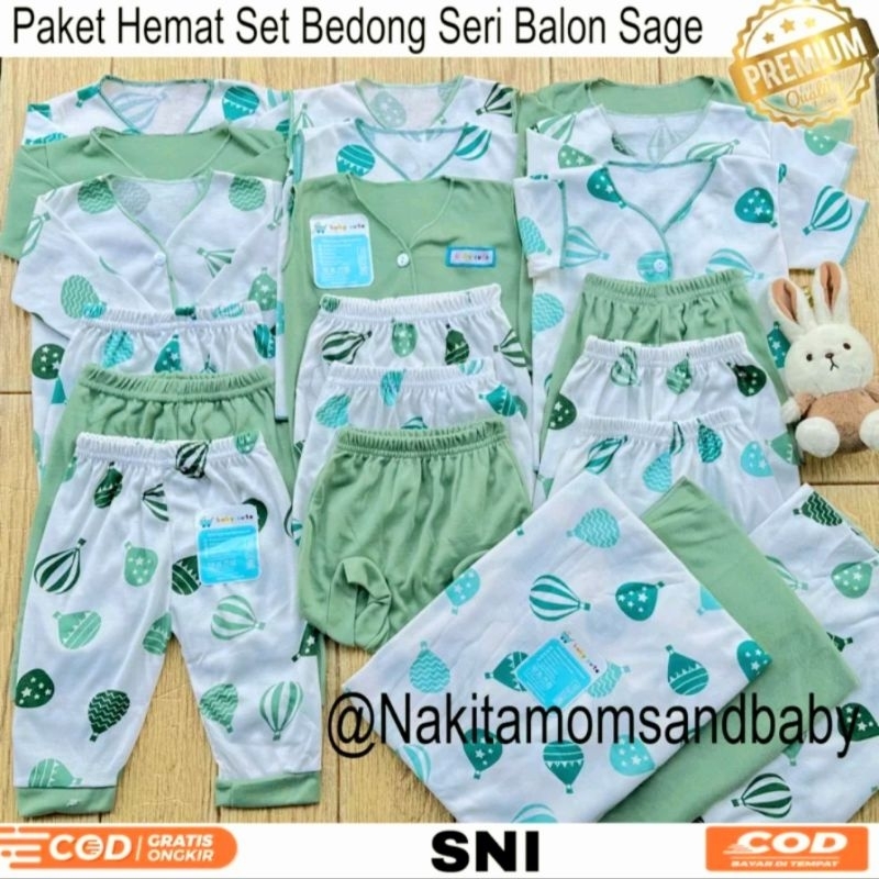 21pcs Paket Hemat Set Bedong Perlengkapan Baju dan celana Bayi kado Baru Lahir, 3-6 dan 6-12 bulan promo 8.8