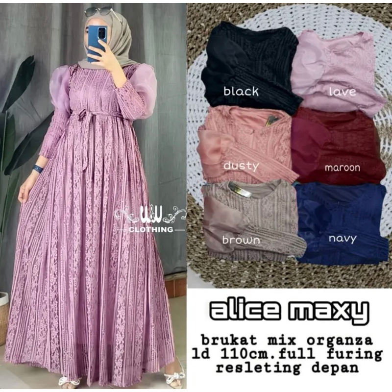 READY ….!!!!! Dress alice maxy mix organza gamis brokat terlaris