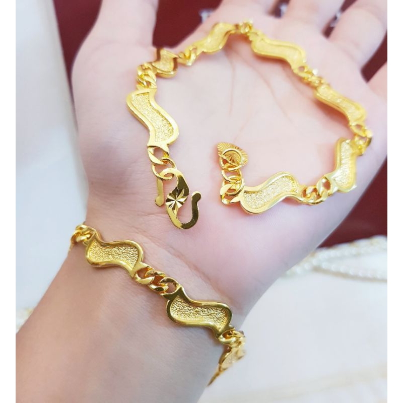 Xuping Gelang Tangan Lapis Emas 24K Motif S 2505a2