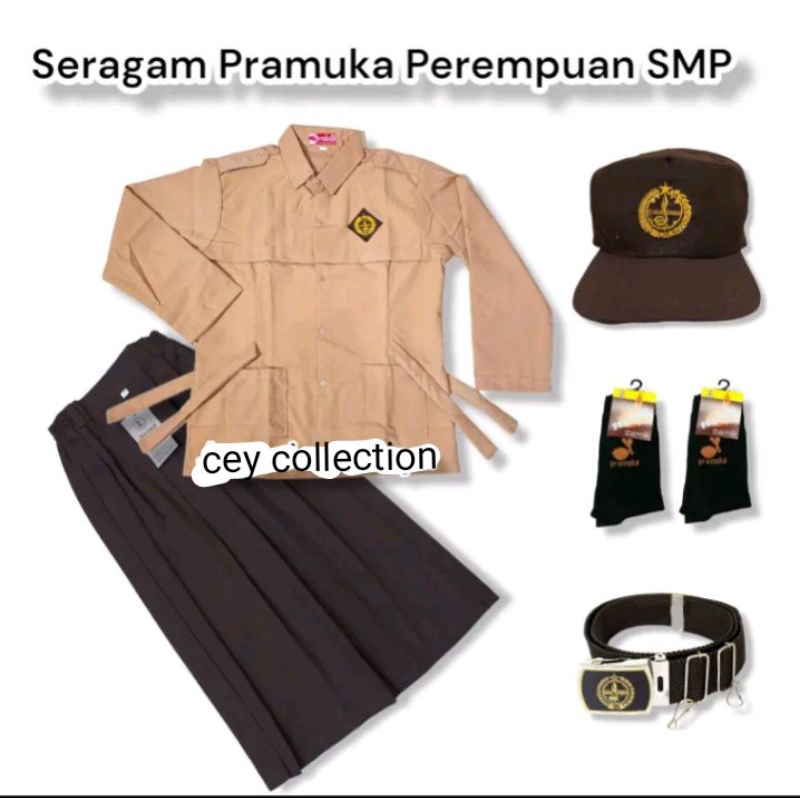 STELAN BAJU PRAMUKA SD LENGKAP ANAK PEREMPUAN LENGAN PANJANG PANJANG COKLAT  KLS 1-6SD