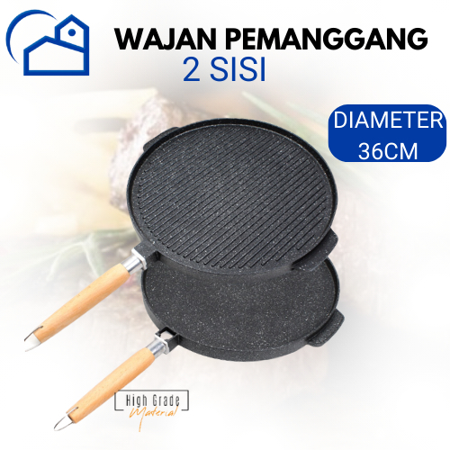 Grill Wajan Pemanggang 2 Sisi Wajan Pemanggang 36CM Wajang Grill Anti Lengket