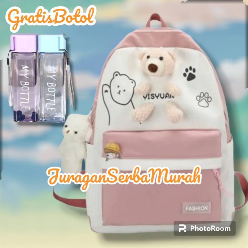 Tas Ransel Sekolah Anak Perempuan SD SMP Gratis Botol