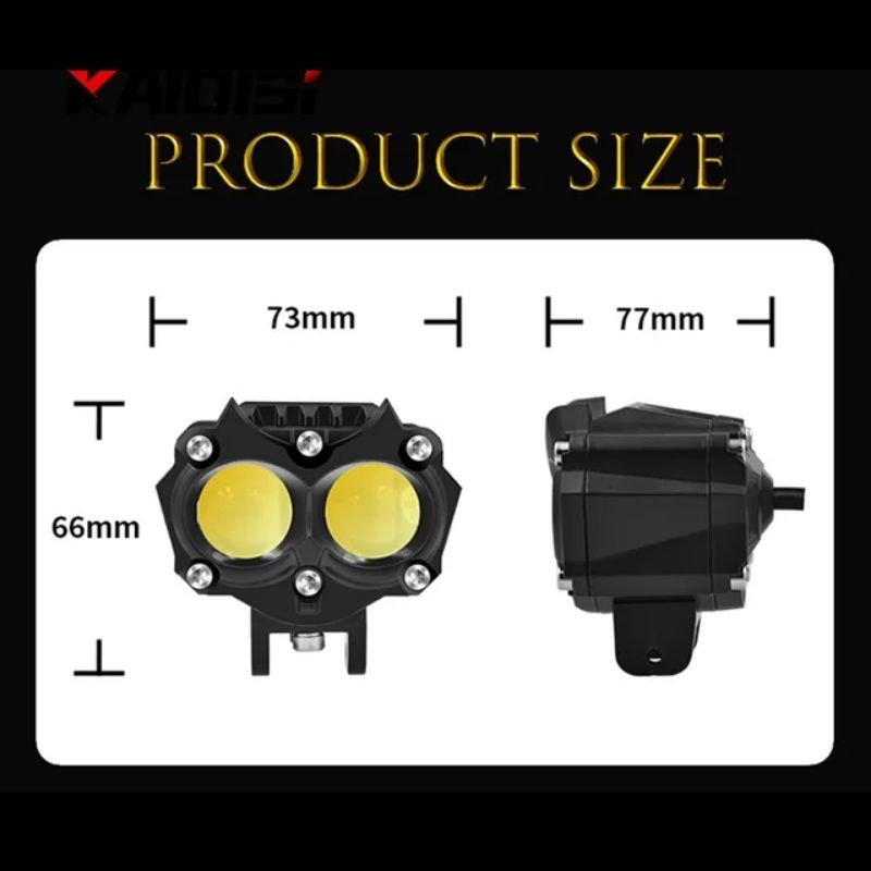 Lampu Tembak Sorot Laser Gun 24 Volt SQL 2 Mata LED SQL2 Truk Bus Canter Putih Kuning 2 Warna OWL D2 CSP White Yellow Motor Mobil High Low Lasergun Jauh Dekat Offroad Bar Cree Dim Truck Fuso Ragasa Traktor Tronton Foglamp White Yellow Worklight 3 Kabel