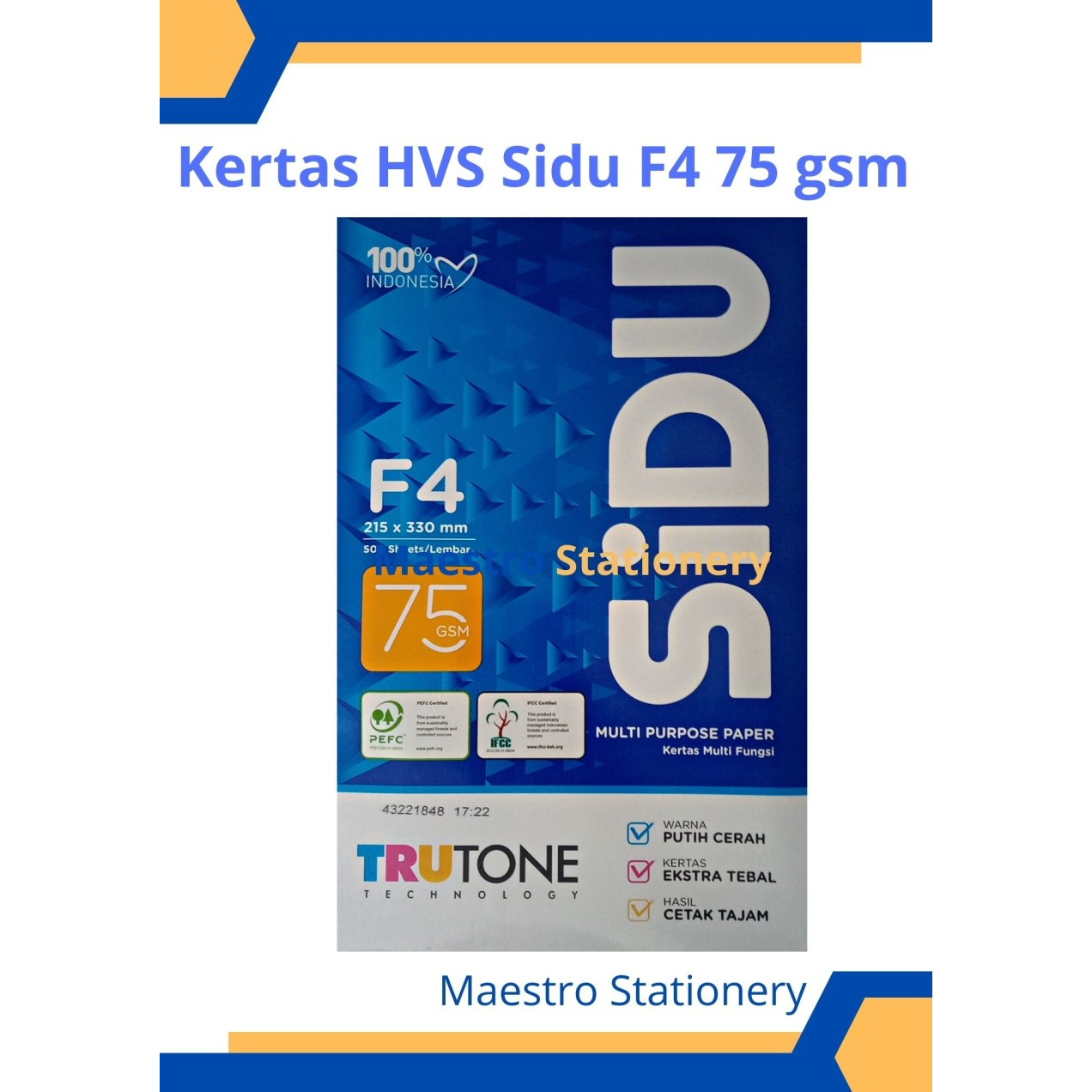 

Kertas HVS Sidu F4 75 gsm
