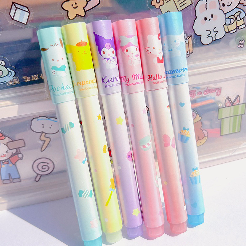 6pcs Spidol Highlighter Warna Pastel Fluorescent Bentuk Telapak Kaki Kucing Untuk Sekolah / Kantor