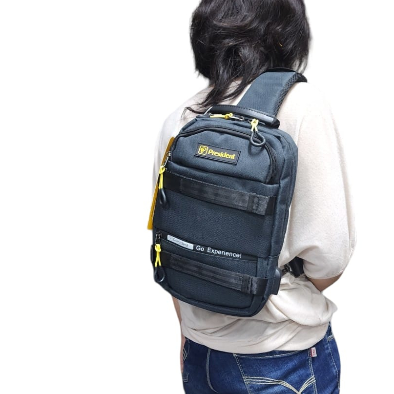 TAS CHEST BAG 89073 PRESIDENT ORIGINAL TAS SELEMPANG TAS SLING BAG PRESIDENT