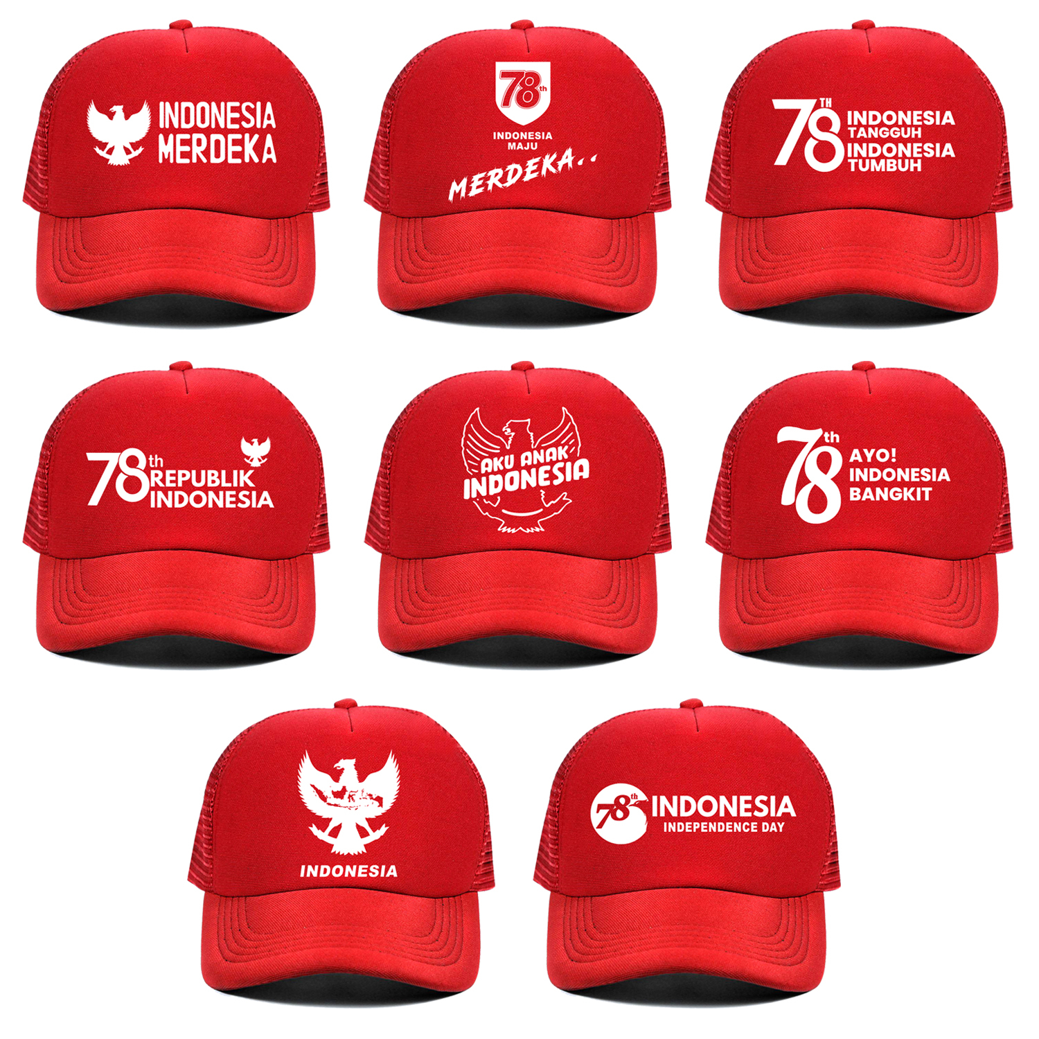 Topi Trucker Dewasa Couple 17 Kemerdekaan Agustus Indonesia topi Agustusan Indonesia Merdeka Dirgahayu Hari Kemerdekaan  Independence Day Kaos Polos Senja