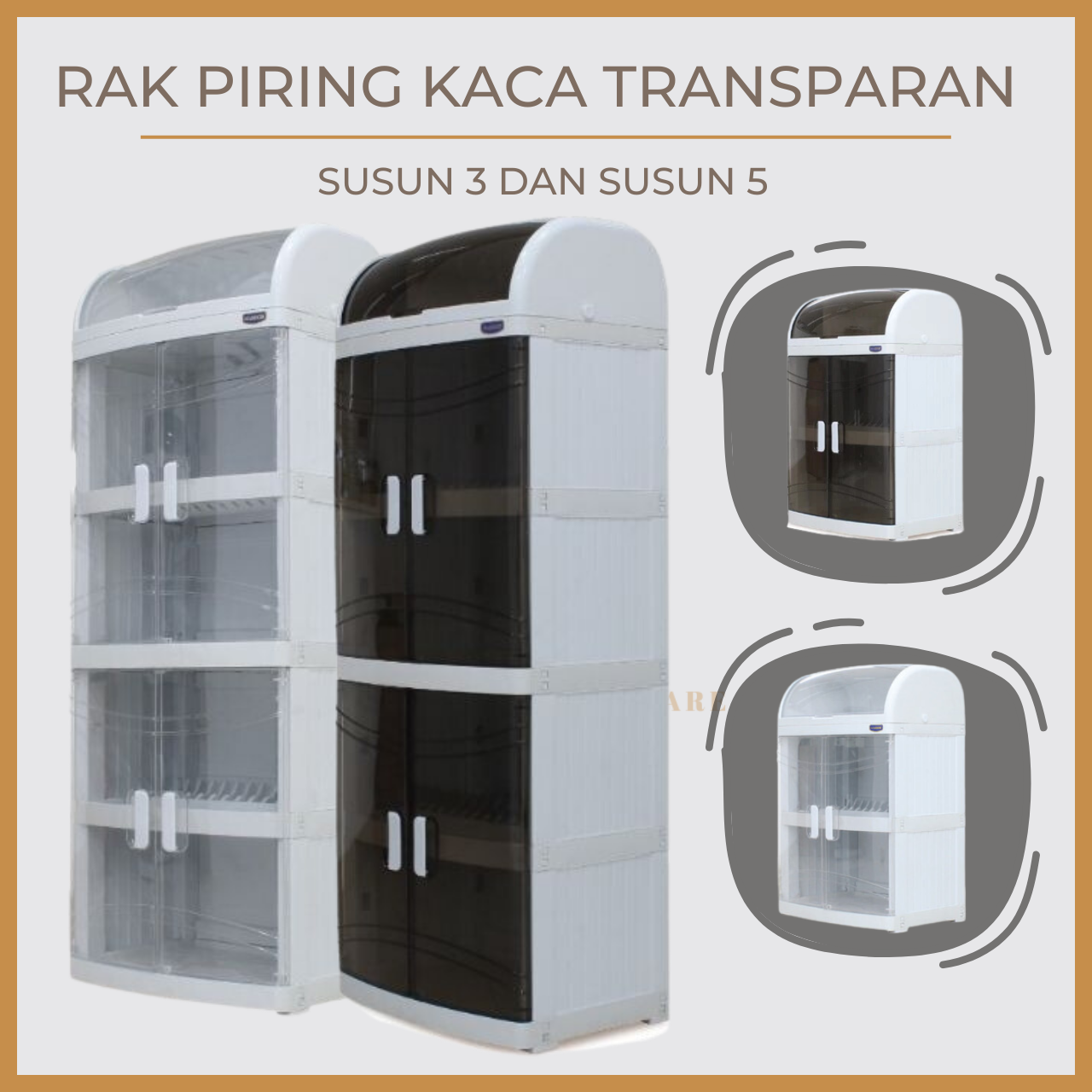 LEMARI / RAK PIRING SUSUN MODERN TRANSPARAN BENING TUDUNG SAJI PENGUNCI MAGNET ELEGAN DAN MINIMALIS 